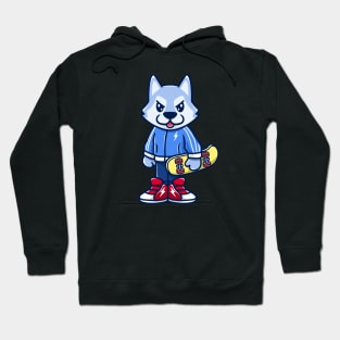 wolf holding skateboard Hoodie